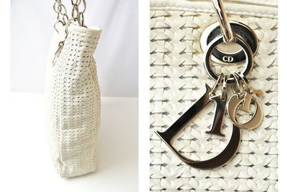 Christian Dior Tote Bag A4 Christian Dior Bag Lady Dior Intrecciato White Silver