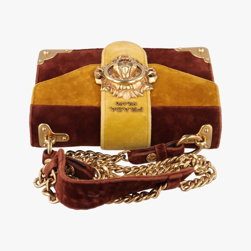 Prada Caye Lion Head Yellow And Brown Velour 1bd089110