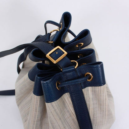 Hermes Market PM Leather And Canvas Blue Handbag Gold