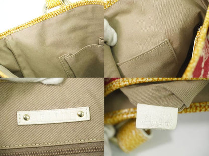 Authentic Celine Macadam Tote Handbag Canvas Red Macadam Bag Pre-owned [follow-u