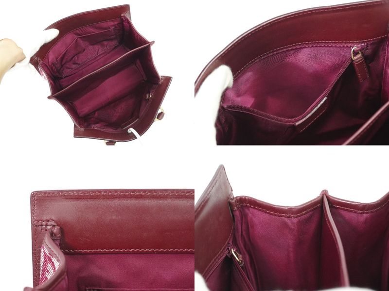 Authentic Christian DIOR Trotter Handbag Canvas Leather Bordeaux Trotter Bag