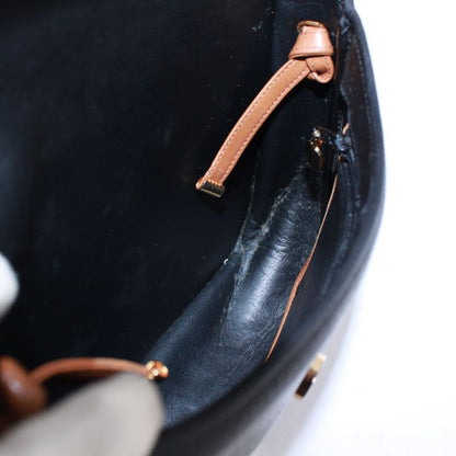 Christian Dior Leather Brown And Black Shoulder Bag Gold