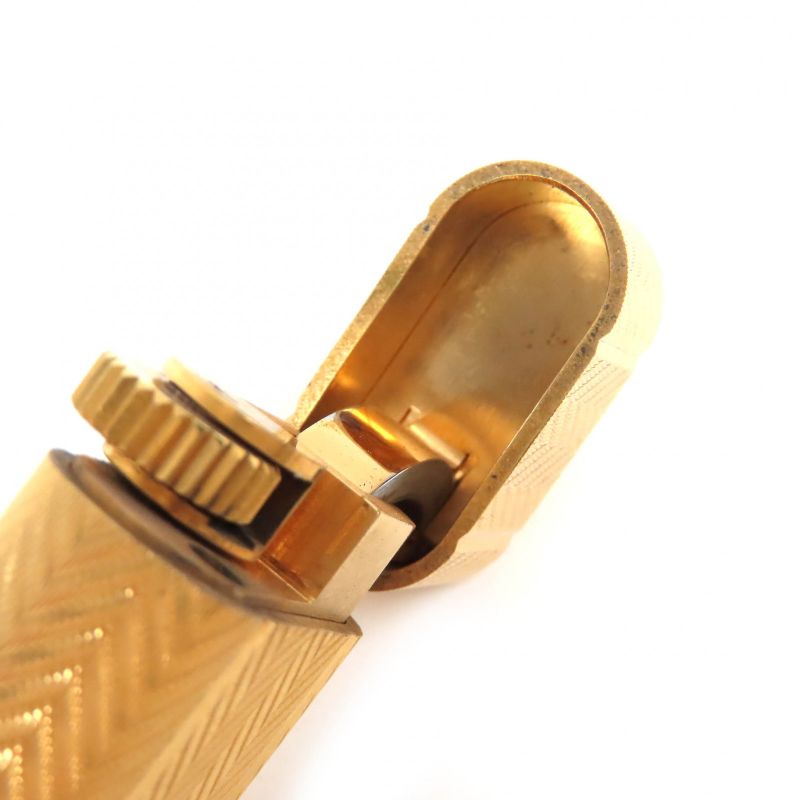 Cartier Oval Herringbone Pattern All-over Roller Type Gas Lighter Smoking Goods