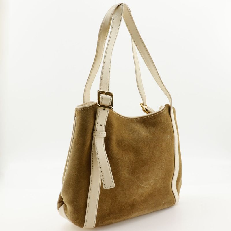 Loewe Anagram Suede Brown Women's Shoulder Bag