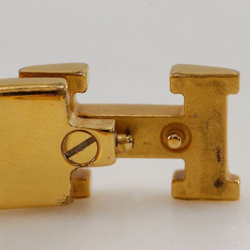 Hermes Click H Gold Plated Black Ladies 34.3g Bangle