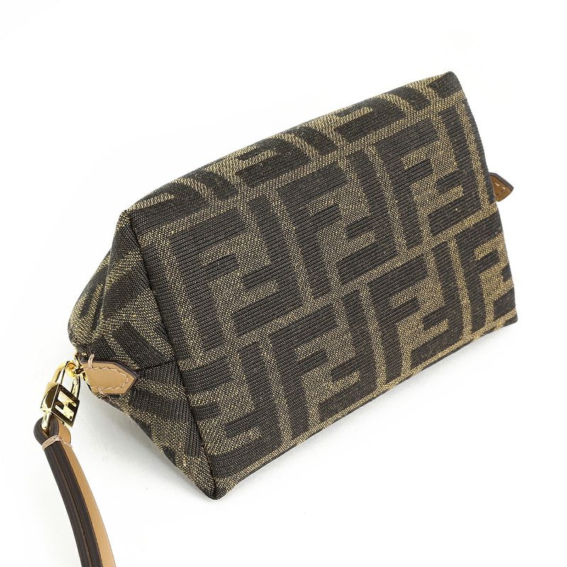 Fendi Pouch Brown FF Jacquard Fabric Brown