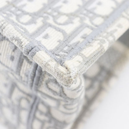 Dior Christian Dior Book Tote Medium Oblique Embroidery Cotton Light Gray