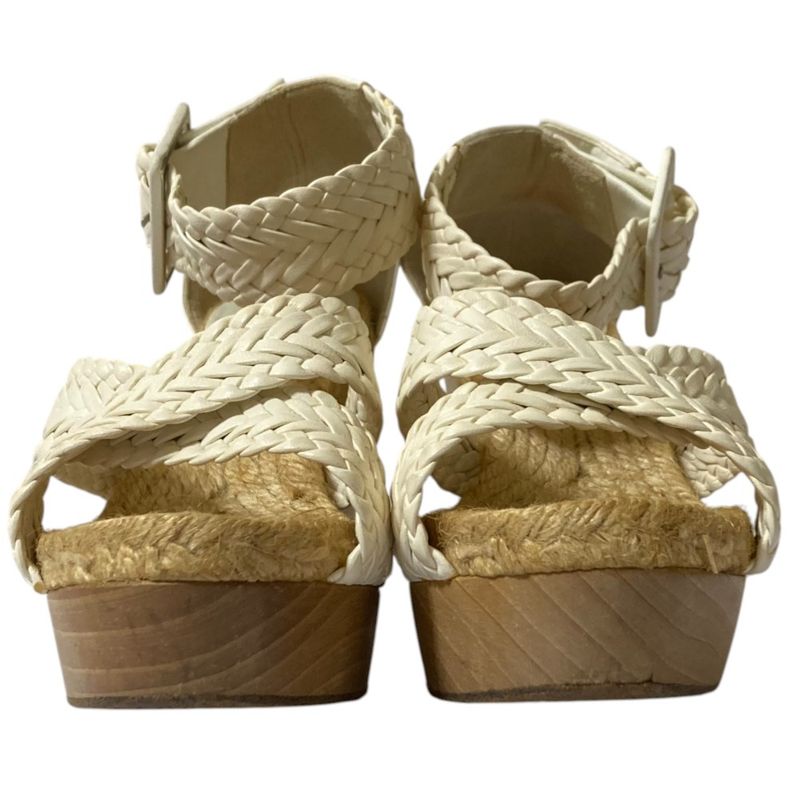 Good Hermes Wedge Sole Mesh Leather Wood Sandals Equivalent to 23.5cm (9.25in)