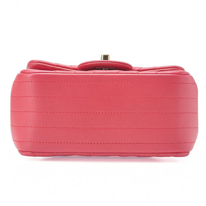 Chanel Chain Shoulder Bag Mini Matelasse 17cm (669in) Lambskin V-stitching Red