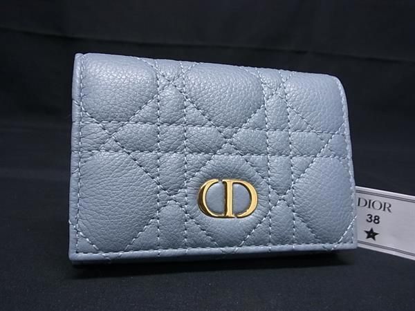 Pattern Christian Dior Caro Glycine Wallet Cannage Leather Card Case Coin