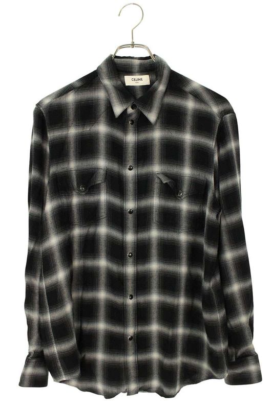 Celine 19SS 2c027054 Rayon Ombre Check Western Long Sleeve Shirt Men 39