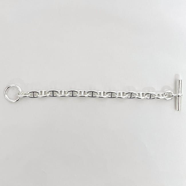 Hermes Bracelet Chaine D'ancre MM 15 Frames Silver Excellent Condition Ag