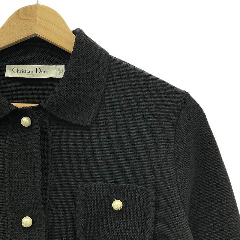 Christian DIOR - Logo Pearl Button Single Knit Jacket - 36 - Black - Women