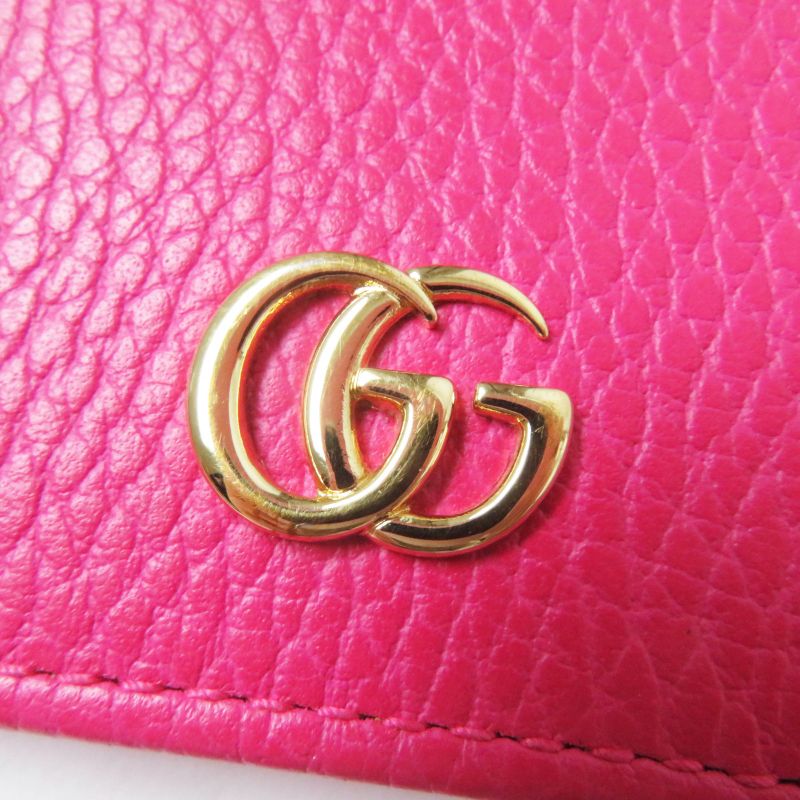 Gucci 456126 GG Marmont Leather Mini Wallet/bifold Wallet Shocking Pink Gold