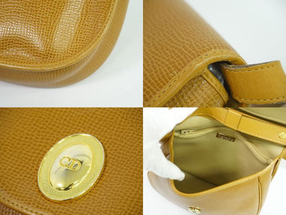 Authentic Christian DIOR Leather Shoulder Bag Pochette Brown Bag Pre-owned