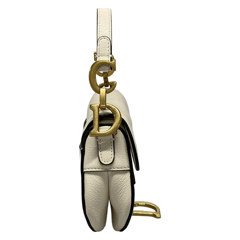 Dior/christian Dior Handbag Saddle Micro Bag White Mini Bag Leather