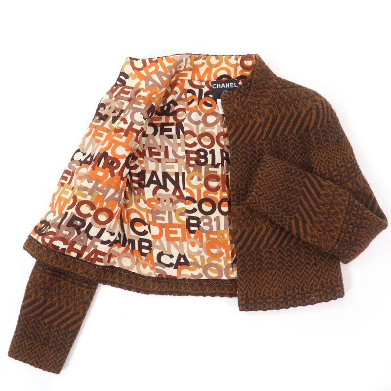 CHANEL 00A P16210w02649 100% Wool Coco Mark Lined Full Logo Tweed Jacket And