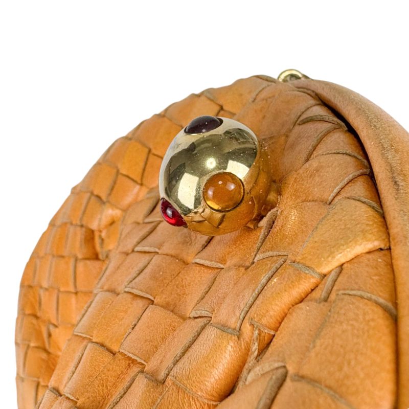 Bottega Veneta Mini Handbag Orange Accessory Pouch Intrecciato Leather Top