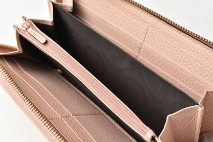 Gucci Wallet Gucci Long Wallet Petit Marmont Leather Pink Beige Round Zipper