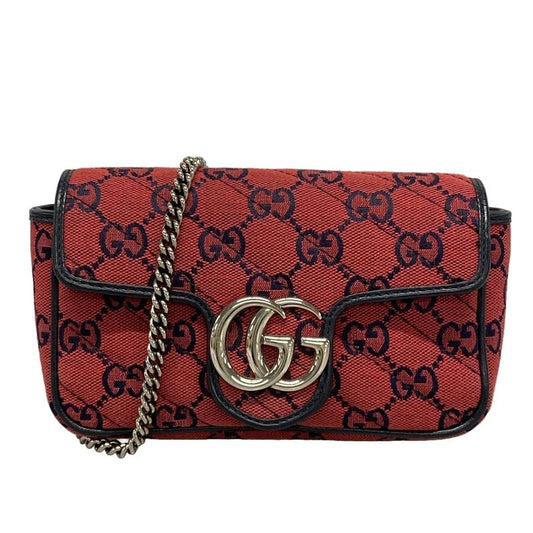 Gucci GG Marmont 661332 Red And Dark Navy Chain Shoulder Mini Bag Limited