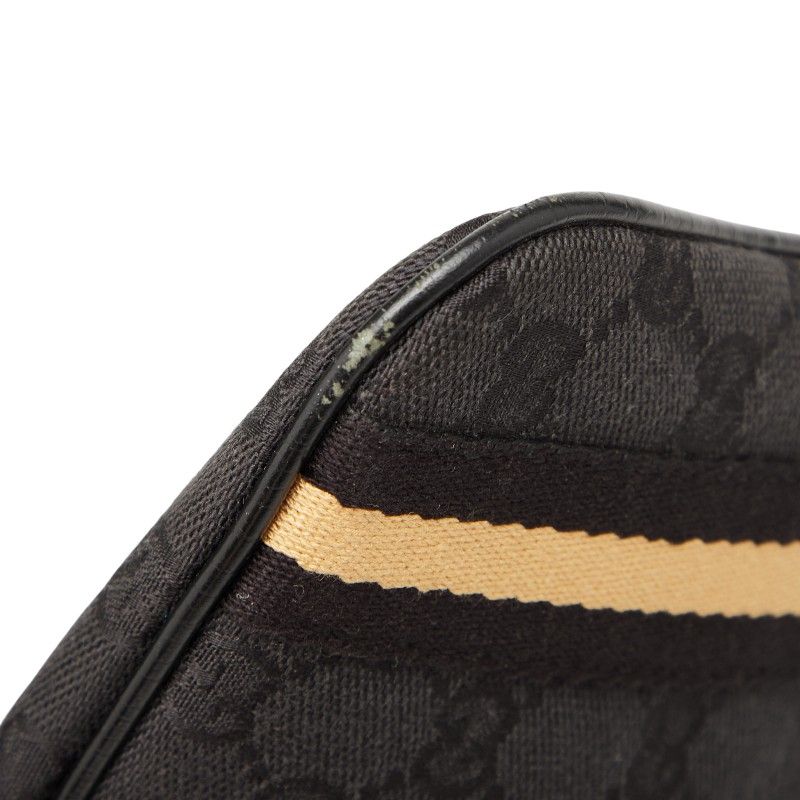 Gucci GG Canvas Crossbody Shoulder Bag 144388 Black Canvas Leather Ladies Gucci