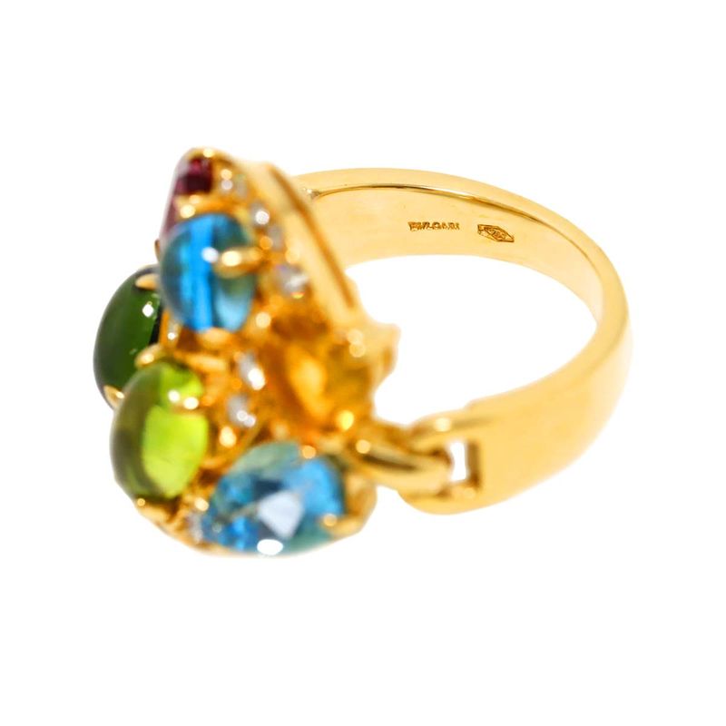 Bulgari Bvlgari Astorale Shield Design No 10 Ring Blue Topaz Diamond Multi-stone