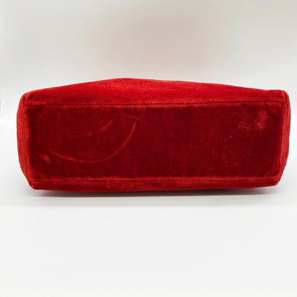 Fendi 06-11 15758 981 Logo Tote Handbag Suede Velour Red Women