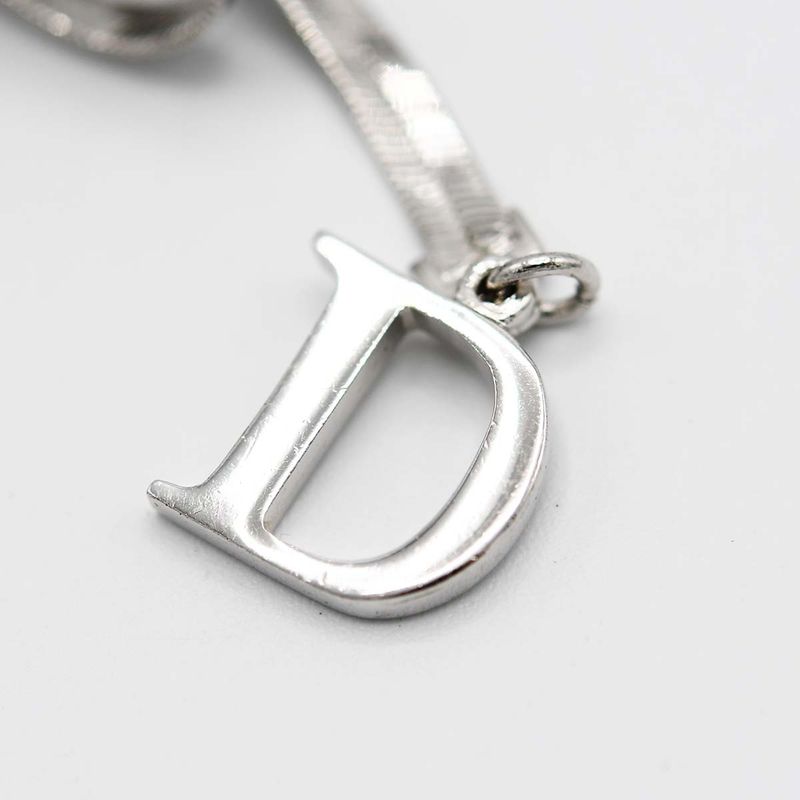 Christian DIOR Bracelet Ribbon CD Logo Silver Color Accessories Women M1688