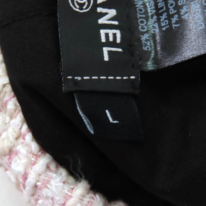 CHANEL 2024 24P Tweed Casket With Coco Mark Hardware Hat Pink L Made In Italy