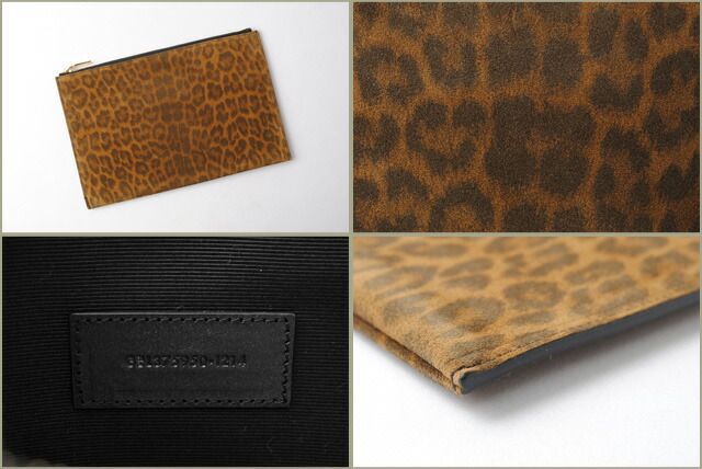 Saint Laurent Paris Clutch Bag Flap Pouch Saint Laurent Leopard Suede Brown