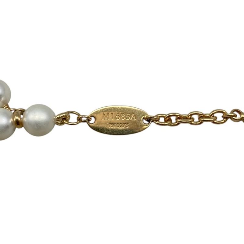 Louis Vuitton Bracelet Pearl River M1685a Monogram Flower LV Logo White Gold