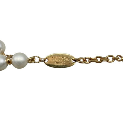 Louis Vuitton Bracelet Pearl River M1685a Monogram Flower LV Logo White Gold
