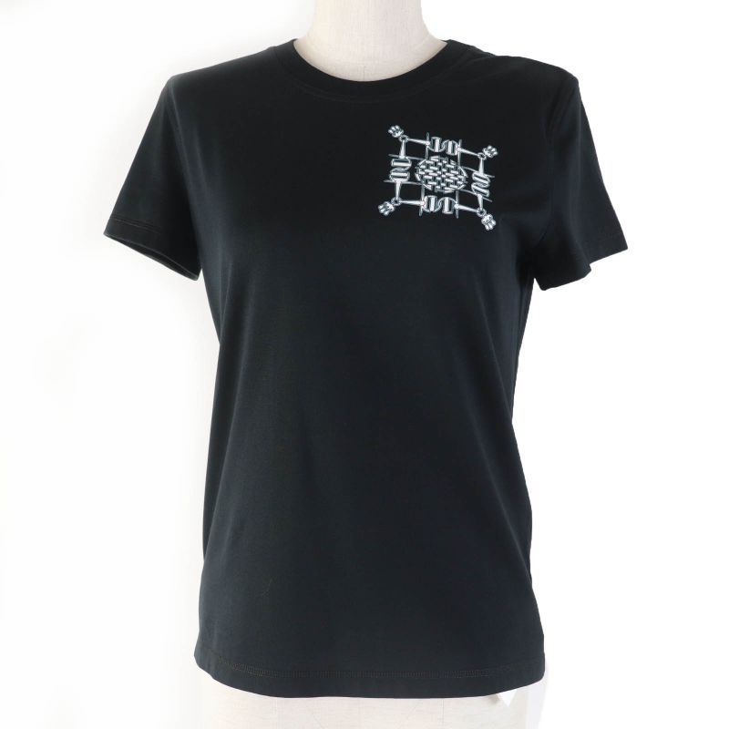 Hermes 2024ss 4h4642da 100% Cotton Short Sleeve T-shirt Black 34 Made In France