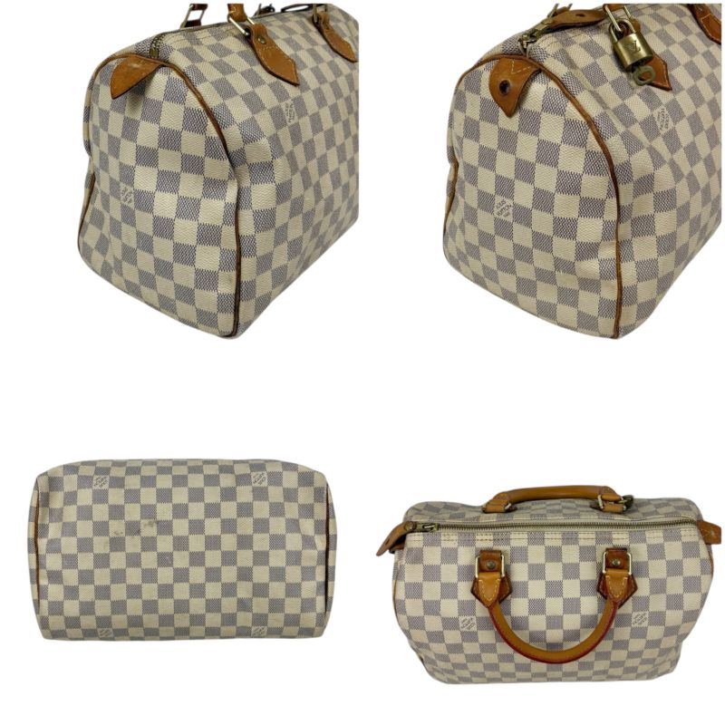 Louis Vuitton Handbag Damier Azure Speedy 30 Mini Boston Bag White Ivory Beige