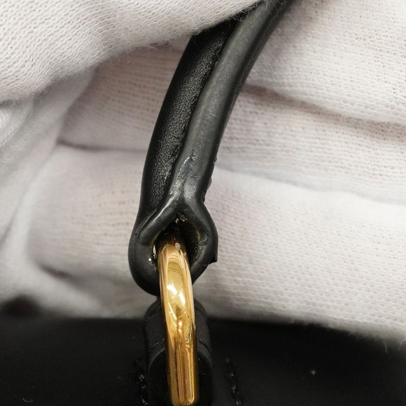 Celine Handbag Triomphe Teenino Leather Black Gold Hardware 2way Bag Ladies