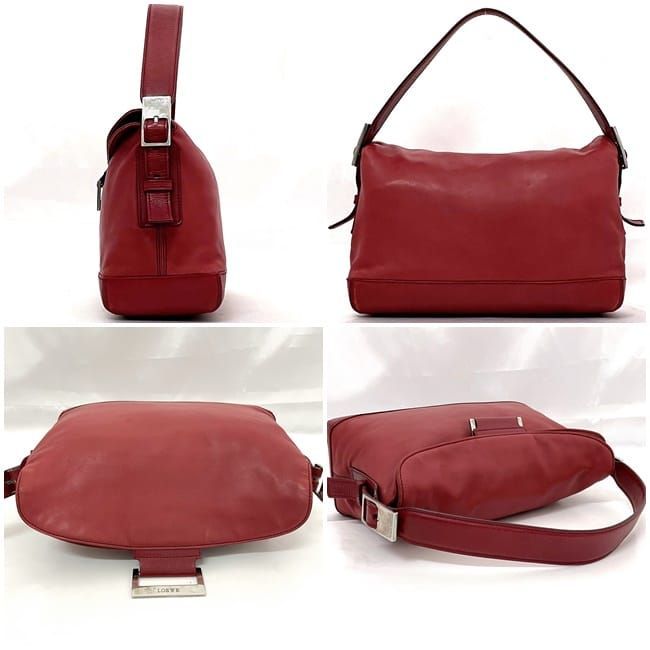 Loewe Semi Shoulder Bag Red Excellent Condition Leather Nappaleather Preowned