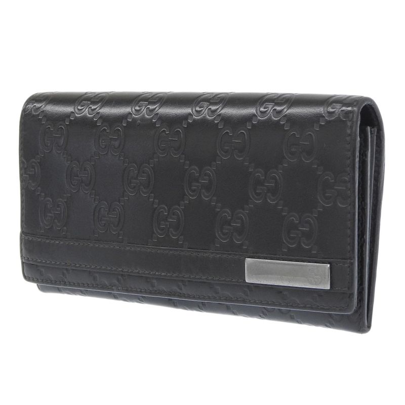Gucci GG Striped 233112 Calf Black Unisex Long Wallet