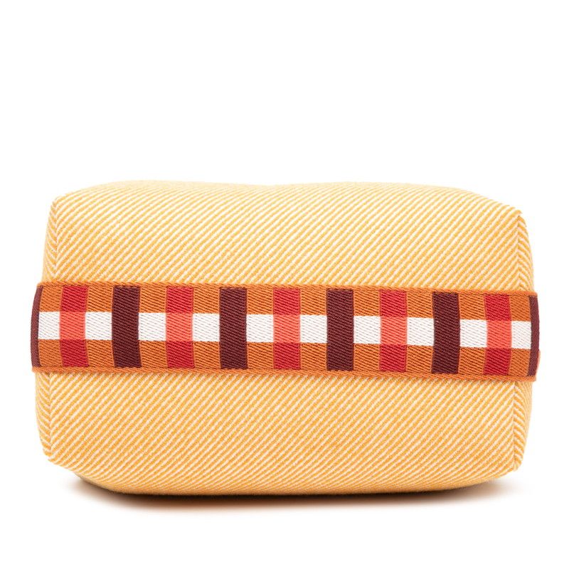 Hermes Brid A Black Au Carre PM Handbag Pouch Fauve Orange Silver Hardware