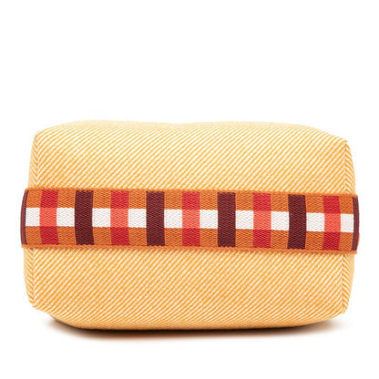 Hermes Brid A Black Au Carre PM Handbag Pouch Fauve Orange Silver Hardware