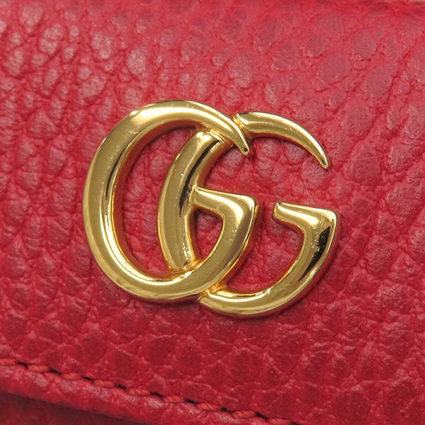 Gucci Trifold Wallet GG Marmont Leather Red Gold Hardware Petite Marmont Red