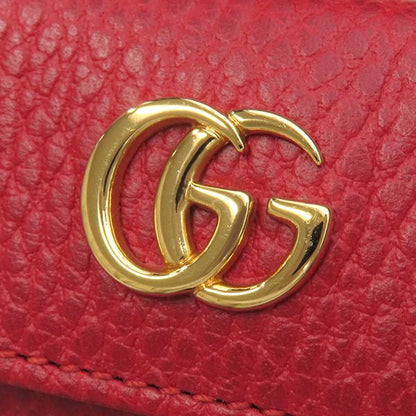 Gucci Trifold Wallet GG Marmont Leather Red Gold Hardware Petite Marmont Red