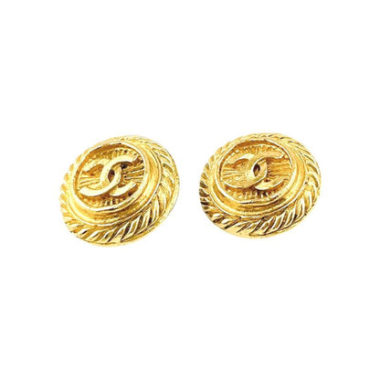 Chanel Vintage Large Earrings Coco Mark Earrings Chanel Gold