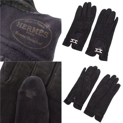 Hermes Gloves H Logo Hardware Suede Leather Rede
