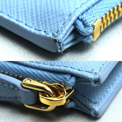 Prada Saffiano Embossed Logo Fragment Case Card Case Light Blue 1mc079 Coin