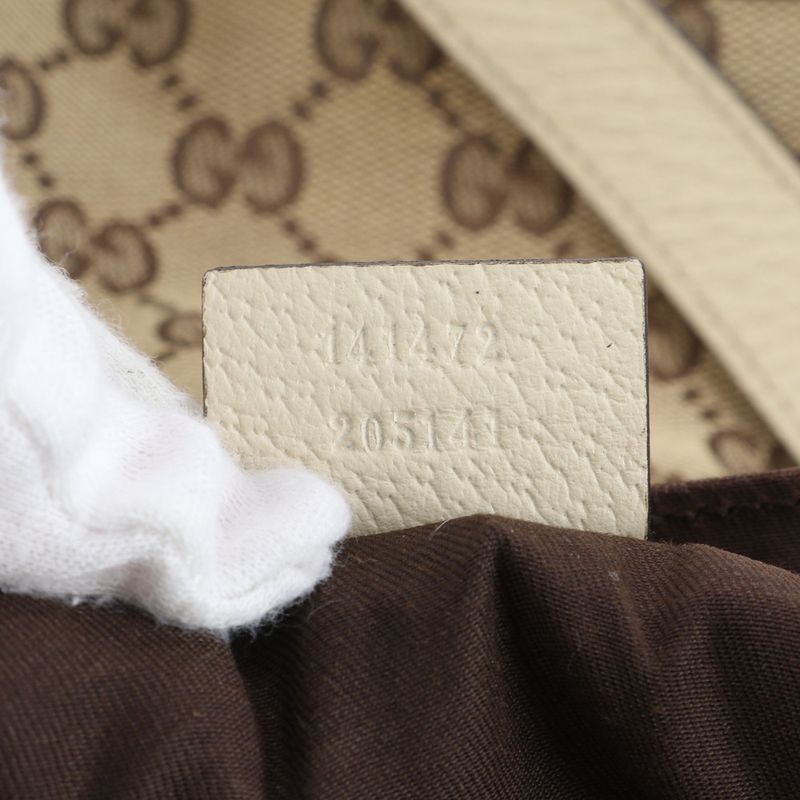 Gucci GG Canvas Abby 141472 Leather Tote Bag Shoulder Hand A4 Beige Women's EME