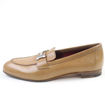 Hermes Moccasins Paris Constance Silver Hardware Leather Loafers Beige 38.5
