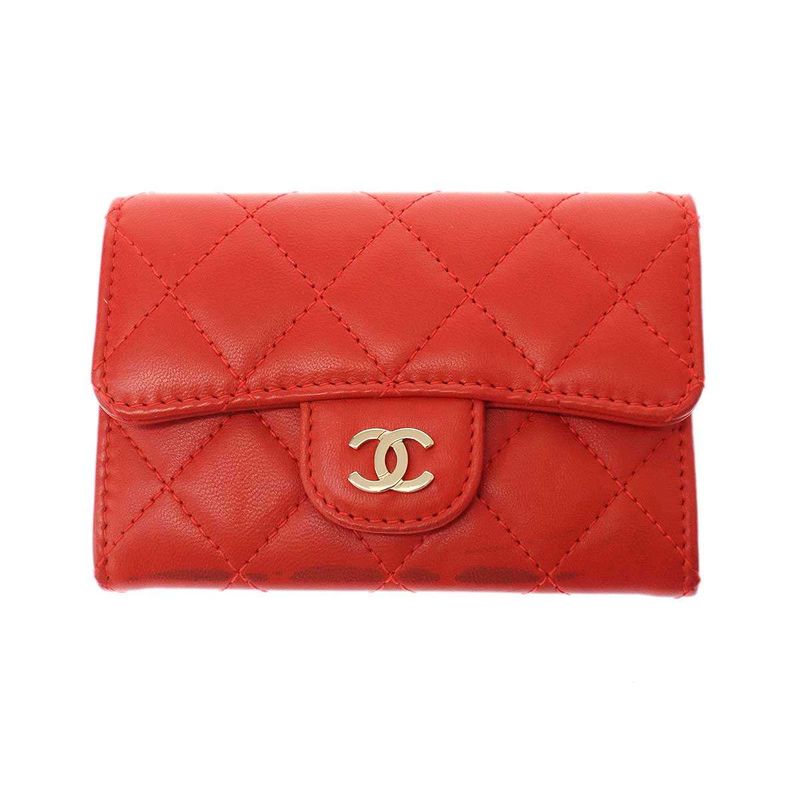 Chanel 2018 Card Case Coco Mark Classic Flap Card Case Red