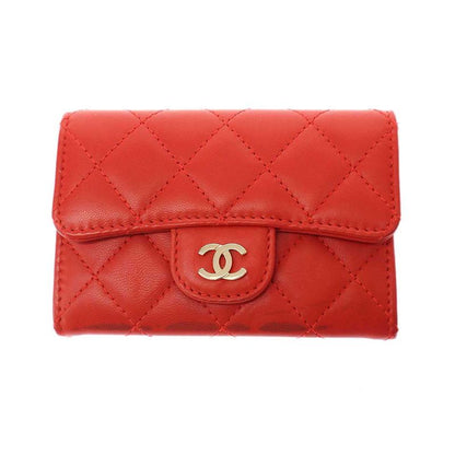 Chanel 2018 Card Case Coco Mark Classic Flap Card Case Red