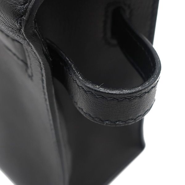 Hermes Handbag Pochette Kelly Evergrain Black Silver Hardware Black Mini Bag L