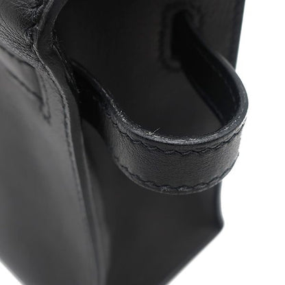 Hermes Handbag Pochette Kelly Evergrain Black Silver Hardware Black Mini Bag L